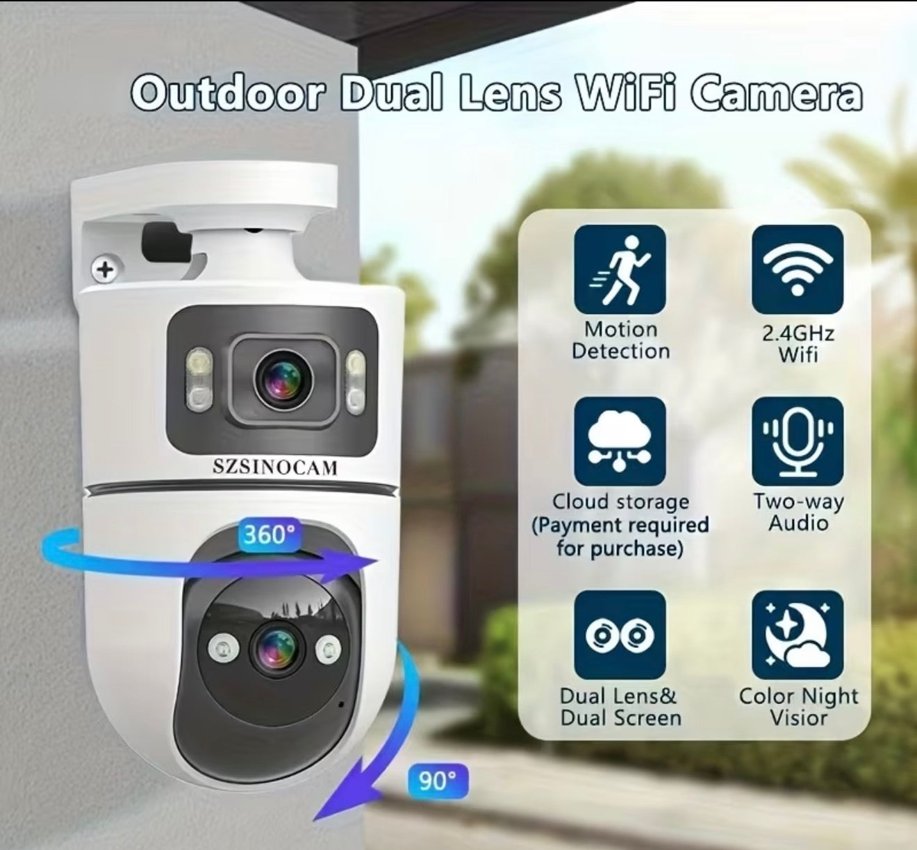 Draadloze camera met dubbele lenzen