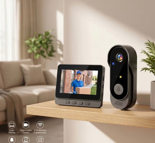 Deurbel camera met een IPS Display, met video Opname,